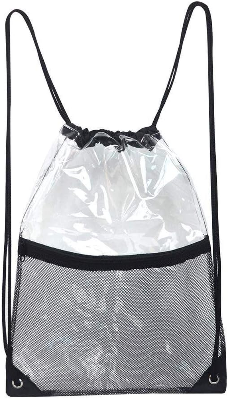 2 Pack Clear Drawstring Bags PVC Waterproof Drawstring Backpack Stadium Transparent Drawstring Bag for Concert Stadium Events Sport Travel image number 3