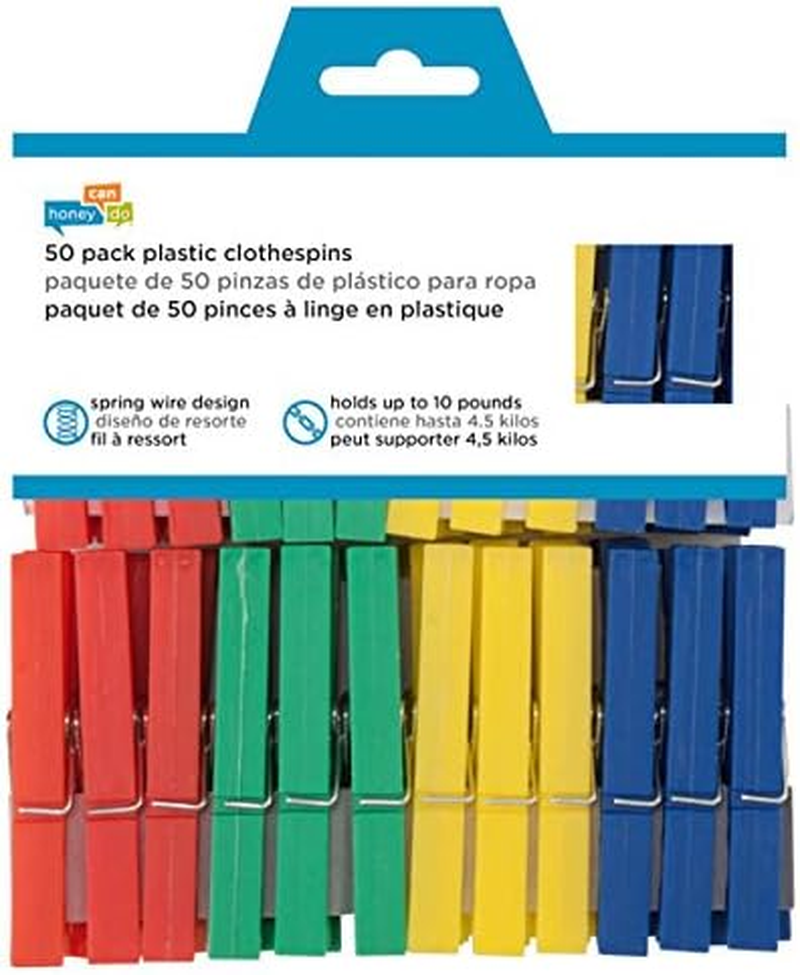 Honey-Can-Do DRY-01410 Plastic Clothespins, 50-Pack image number 1