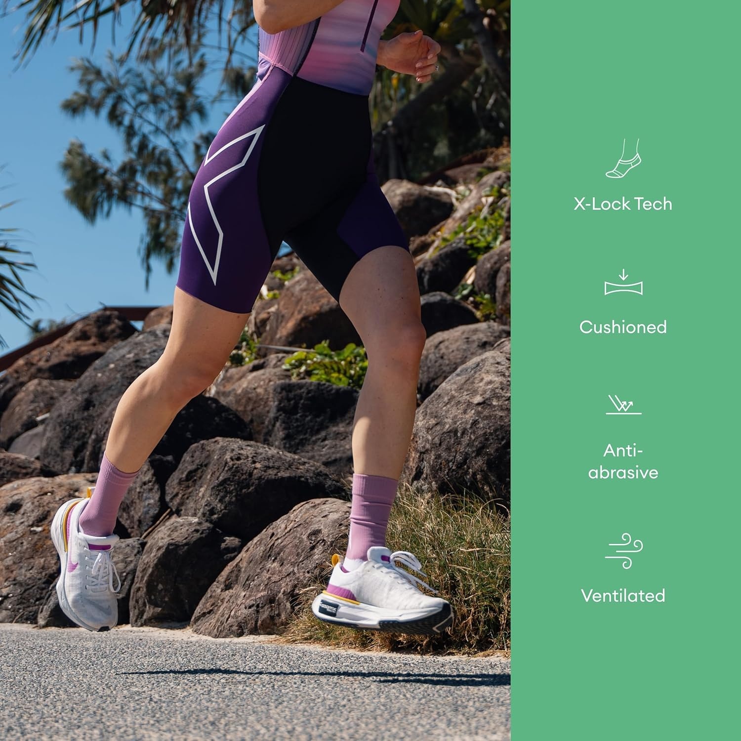 2XU Unisex Vectr Light Cushion Crew Socks - Moisture-Wicking, Breathable, and Supportive Athletic Socks - White/Grey - Size X-Large image number 4