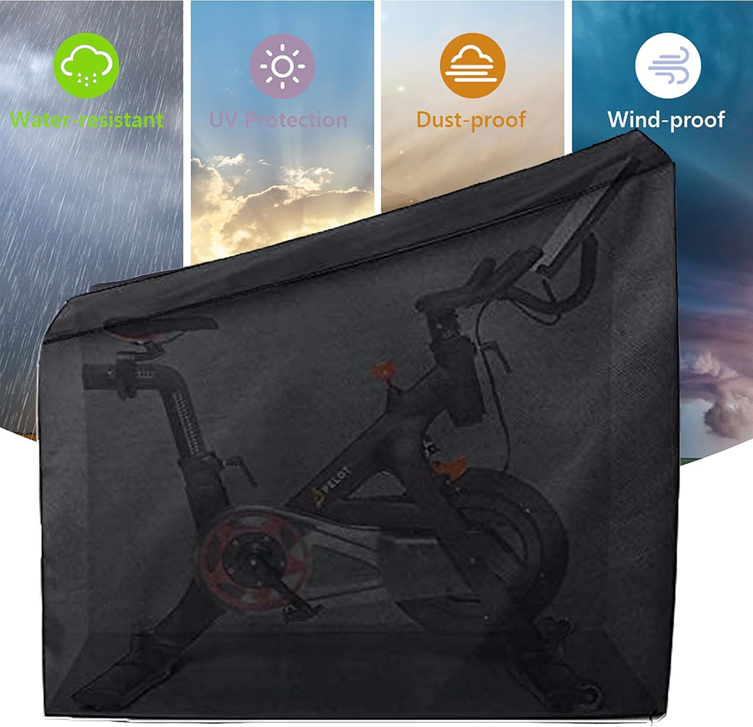 Exercise Bike Cover for Peloton Stationary Bike Upright Indoor Cycling Protective Cover Dustproof Waterproof Sunshine-Proof Out Door Bike Cover Black image number 5