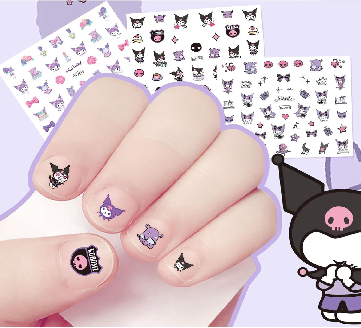 BUYLONG Nail Art Stickers,30Pcs Frozen Princess Luminous Nail Stickers for Kids,Cute Kawaii Cartoon Nail Stikers Self-Adhesive Nail Decals for Little Girls Birthday Xmas New Year Nail Tip Decoration