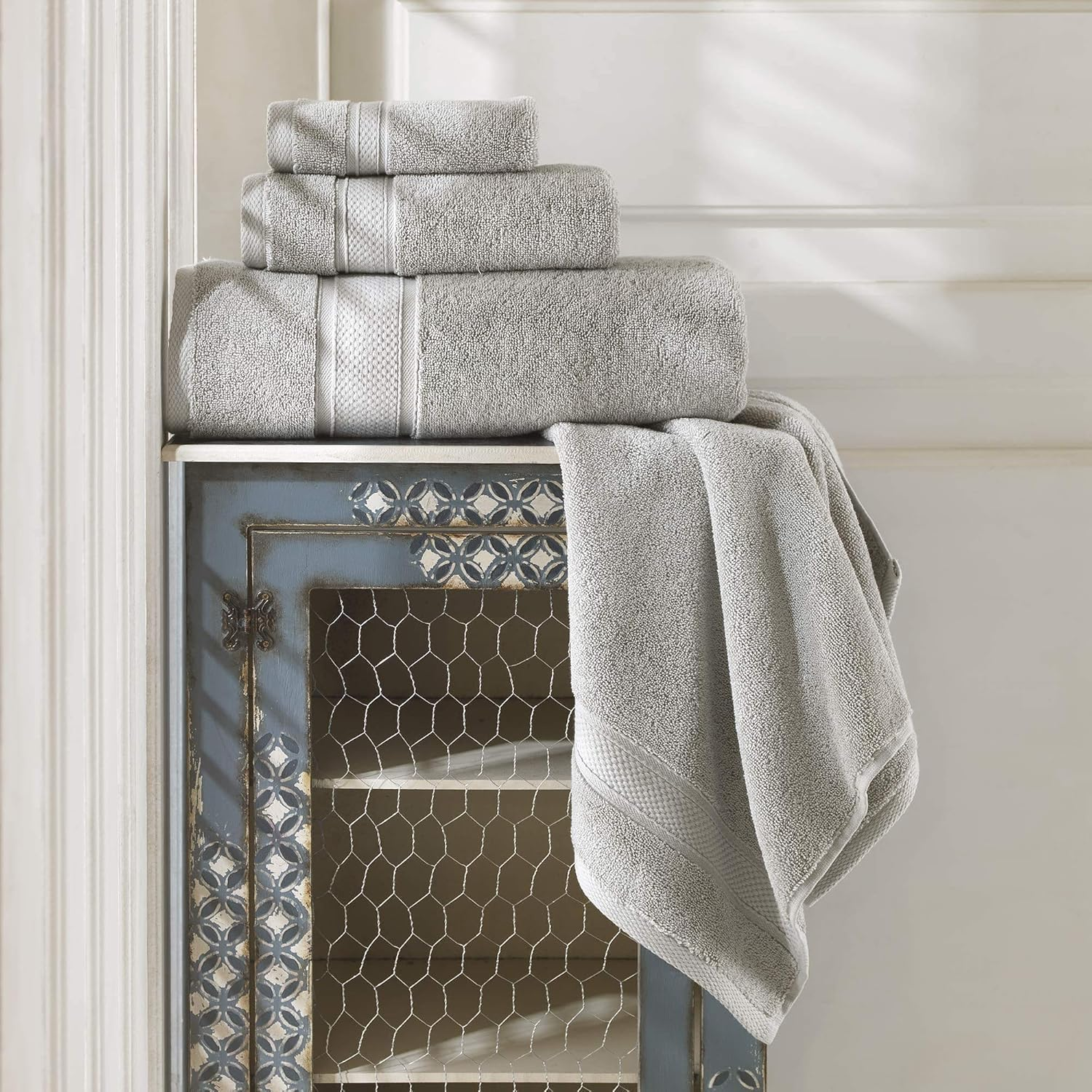 NOVA Luxury Linen - Hotel Quality Turkish Towel Set for Bathroom (6 Pcs Towel Set, Mirage Grey) image number 6