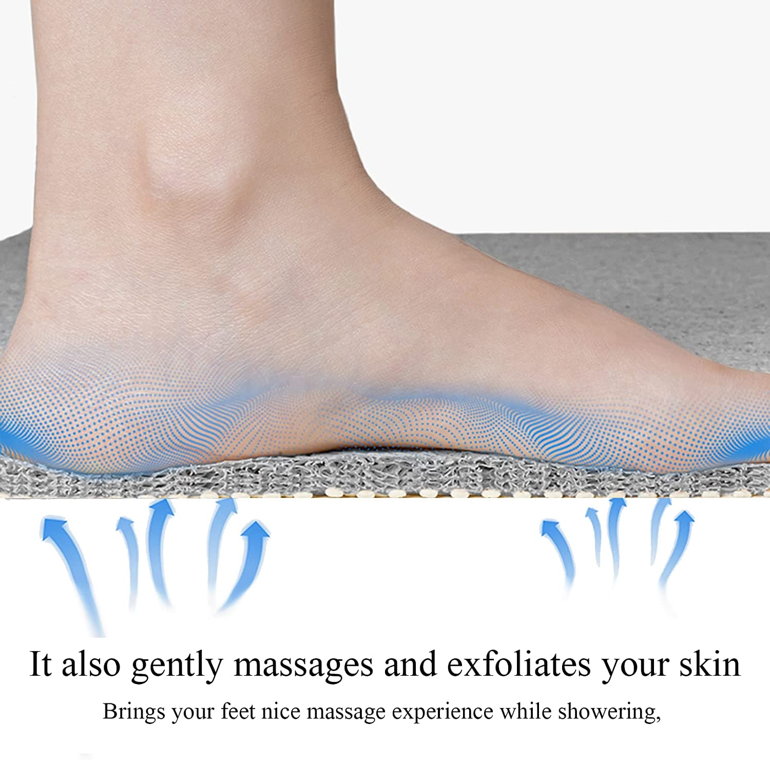 Non Slip Bathtub Mat,20X32 Inch,Shower Mats for Bath Tub,Soft Textured Bath, Shower Mat,Pvc Loofah Bath Mat for Tub,Shower,Bathroom,Quick Drying/Grey image number 2