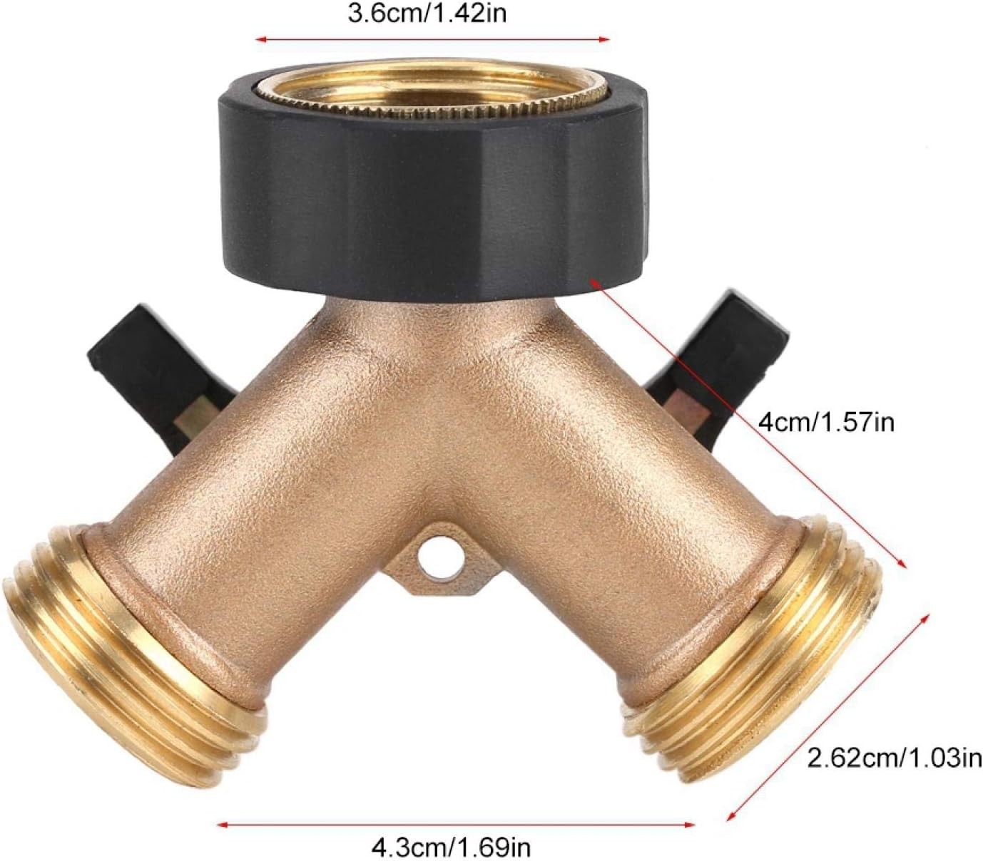 Garden Tap Adapter - 2 Way Solid Brass Splitter with Independent On/Off Valves, Hose Connector Y Shape for Home Irrigation (American Thread) image number 2