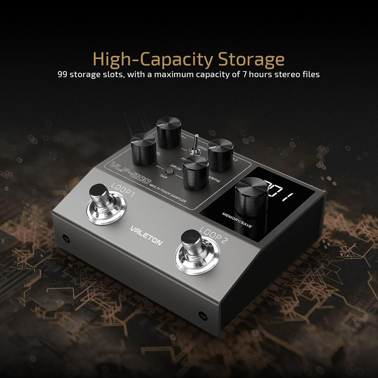 VALETON Looper Pedal Dual Track Stereo Looper for Guitar, Bass, Keyboard, Vocals Drum Machine 99 Project Storage Spaces Software Support VLP-200 image number 2