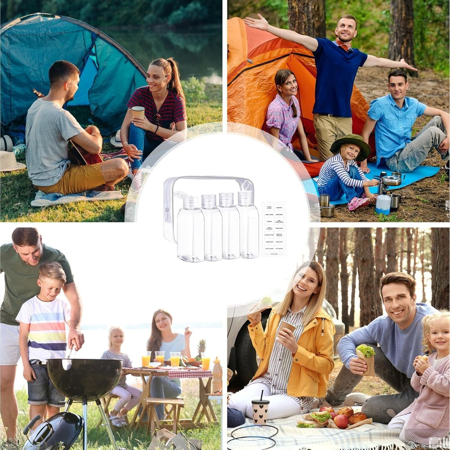 G&eacute;n&eacute;rique Travel Liquid Bottles, Portable Lotion Containers - 100Ml Clear Leak Proof Bottles for Home, Sports, Hiking, Camping and Holidays