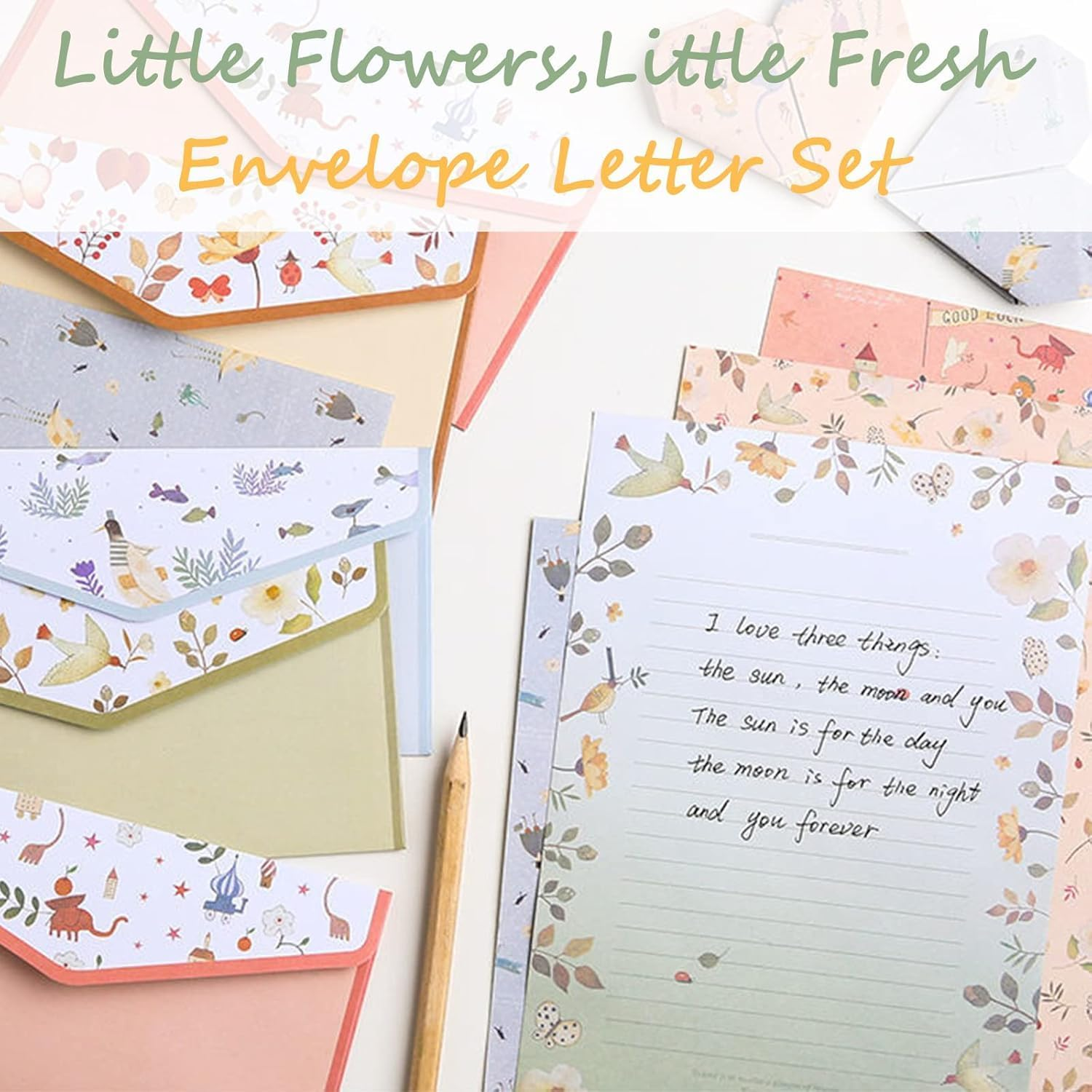 WRENYZK 93 Pcs Stationery Paper Set, 30 Envelopes + 60 Writing Paper + 36 Stickers, Vintage Flowers Writing Paper, Cute Lined Stationery Paper for Writing Letters Invitations Office School Supplies image number 2