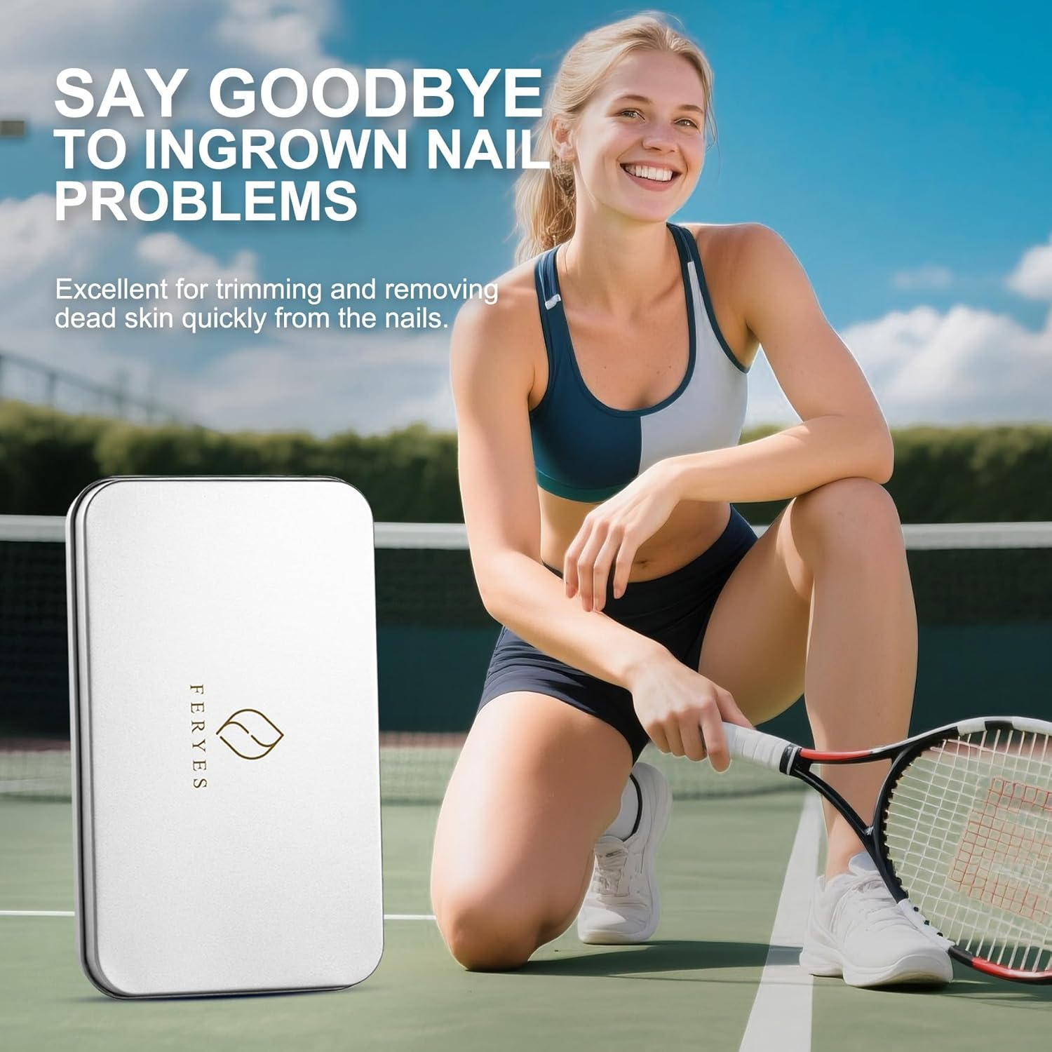 FERYES Ingrown Toenail Removal Tool Kit - 6 Piece Pedicure & Manicure Tools Set with Nail Files, Lifters, Cuticle Trimmers - Podiatrist Grade Nail Care Kit for Thick & Ingrown Nails - Silver image number 1