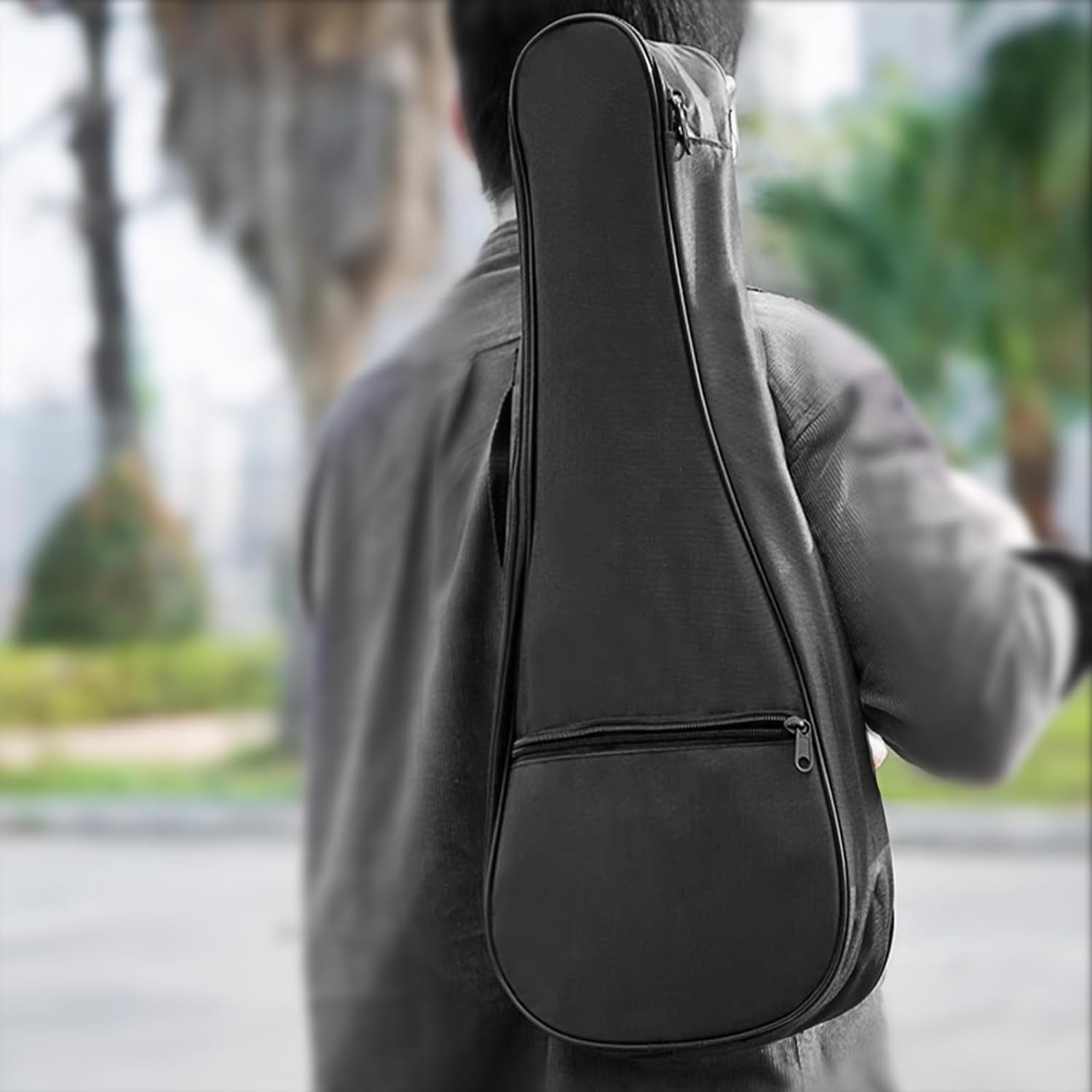 Musiin 23 Inch Ukulele Case Backpack Straps Gig Bag Case Storage for Travel Performance Concert Show (Black) image number 4