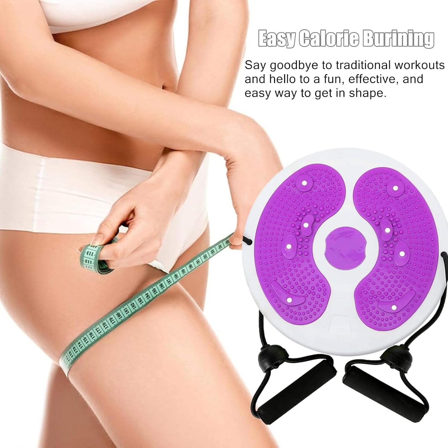Waist Twisting Disc, Waist Whisper with Resistance Bands and Foot Massage, Body Shaping Waist Whisper Twisting Disc Board, Waist Trainer Machine for Exercise and Toning Workout Decoration (C) image number 2