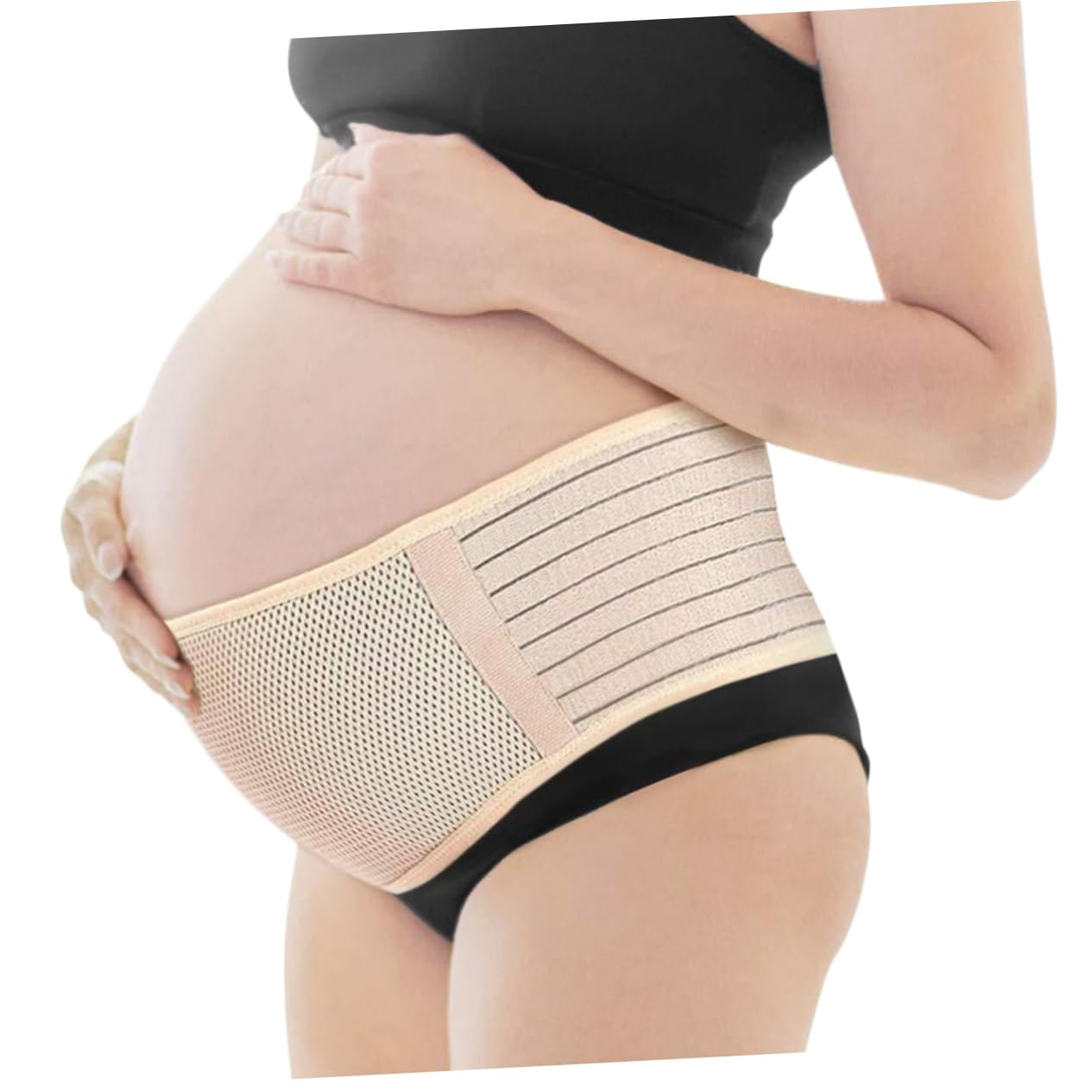 Maternity Belly Belt and Abdomen Support Band Beige Free Size Breathable Waist Care Back Brace Pregnancy Protector for Women Prenatal and Postpartum Lower Abdomen Comfort image number 2