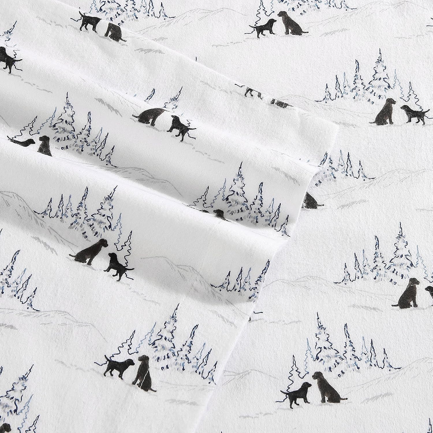 Eddie Bauer - Twin Sheets, Cotton Flannel Bedding Set, Brushed for Extra Softness, Cozy Home Decor (Dog Friends White, Twin)