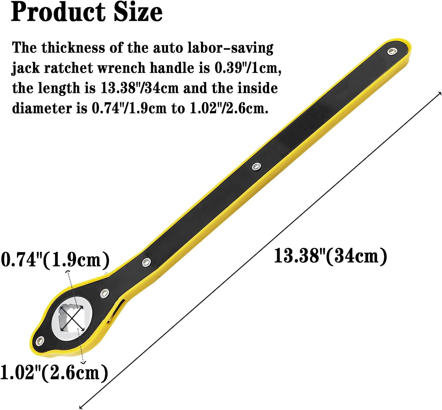 QISF 3Pcs Car Jack Wrench Set, 360&deg;Swivel Labor-Saving Car Jack Ratchet Wrench Cross-Shaped Hex-Shaped Rhombus-Shaped with Long Handle, Scissor Jack Lift Speed Handle Tool for Travel, Van, SUV & More image number 4