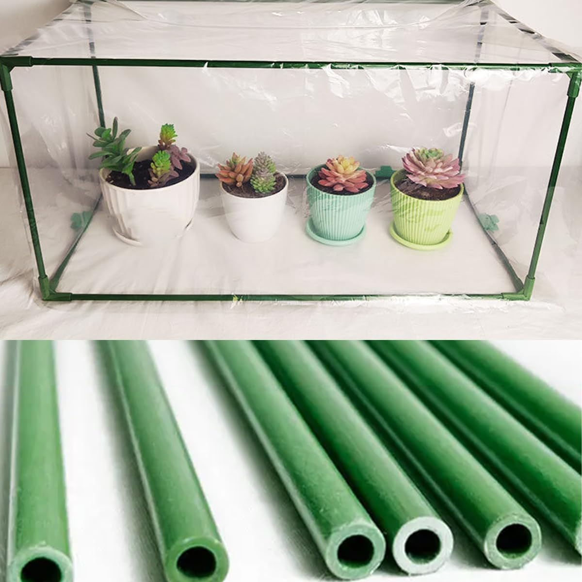 AIMALL Mini Greenhouse Plant Cover &ndash; 24.4X12.59X12.59In Portable Fiberglass Frame Greenhouse Tent for Succulents, Seedlings, Winter Protection & Rain Shelter image number 3