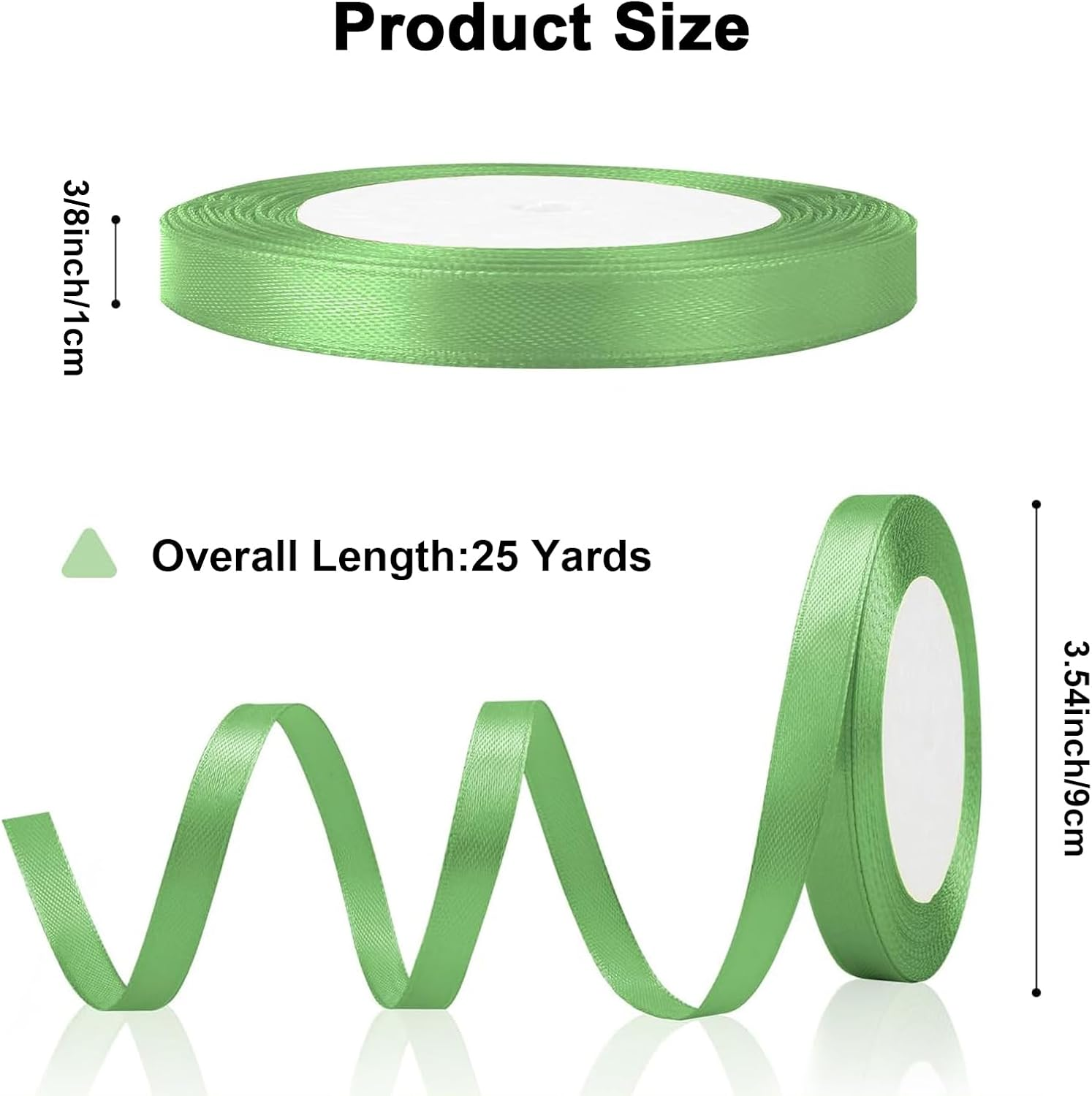 1 Roll of 10Mm X 25 Yards / 22 Metres Satin Ribbon,For Gifts Wrap Sew Party, Decorations Events Dress Wedding Christmas Crafts, Bows Car, DIY, Bouquets, Cake (Sage Green)