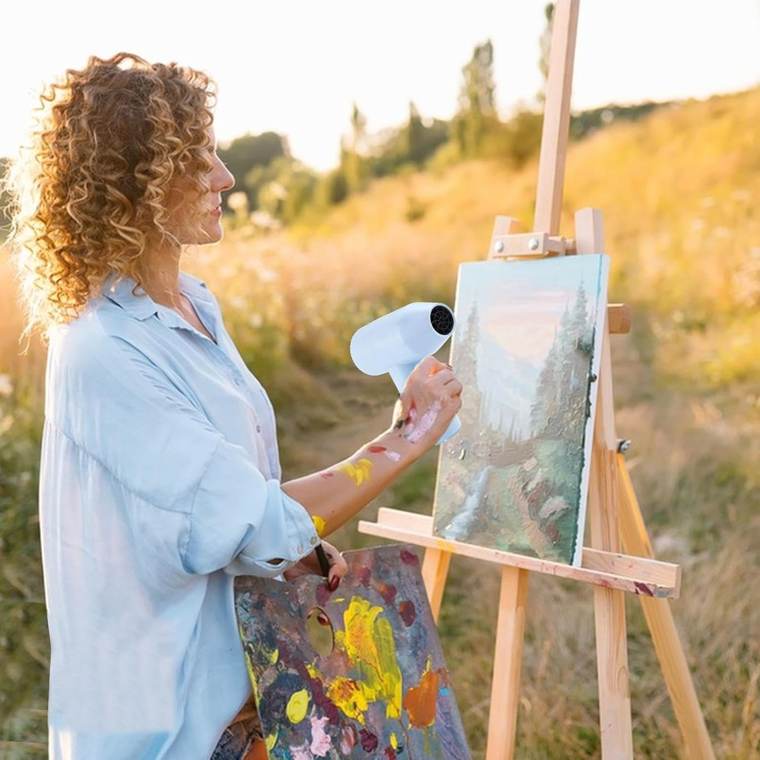 Kezvmhy Rechargeable Hair Dryer - Cordless Blow Dryer, USB Rechargeable Portable Blow Dryer Cordless, Low Noise Wireless Hair Dryer for Beauty College Students and Artists, Fast Drying Hair Care image number 5