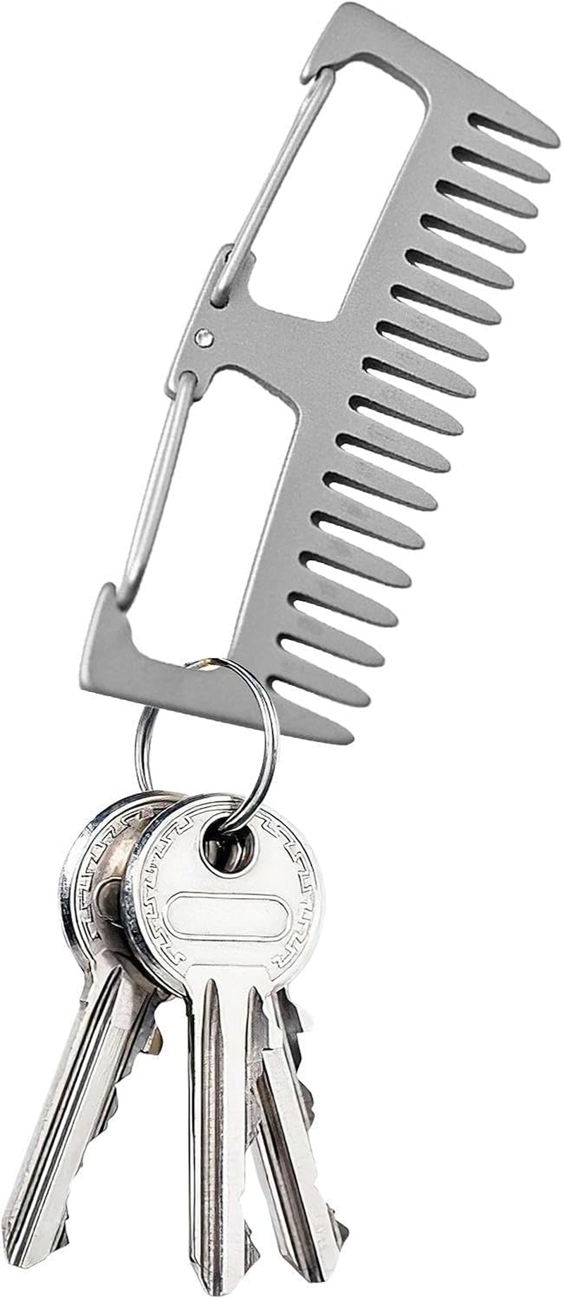 Outdoor Carabiner Comb - Portable Pocket Hair Comb, Men'S Travel Hair Comb, Lightweight Pocket Titanium Keychain Hair Comb, Antistatic Design, Camping Hair Comb Tool for Mountaineering, Camping