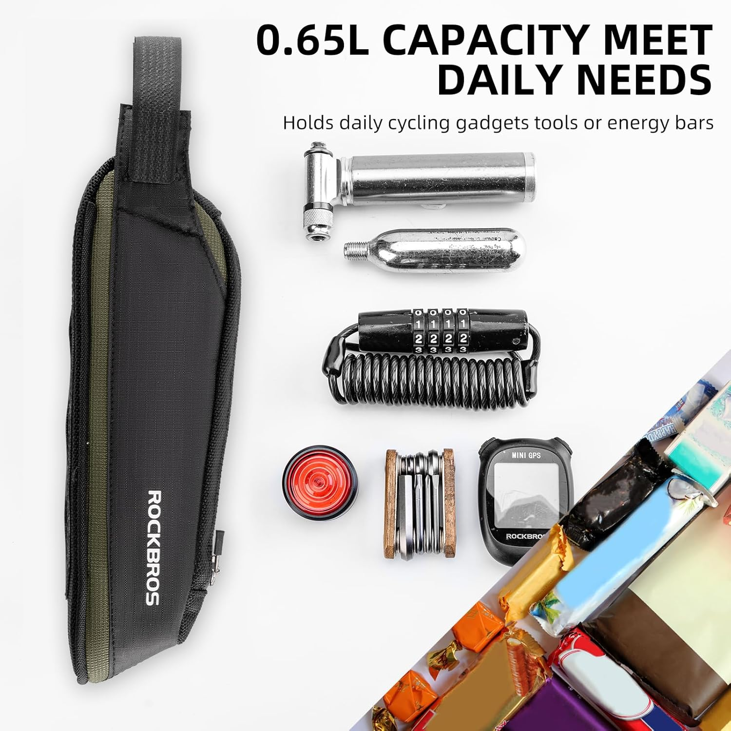 ROCKBROS Bike Top Tube Bag Bike Frame Bag Bike Triangle Bag Small Aerodynamic Bag for Triathlon and Gravel Bikes (Black) image number 5