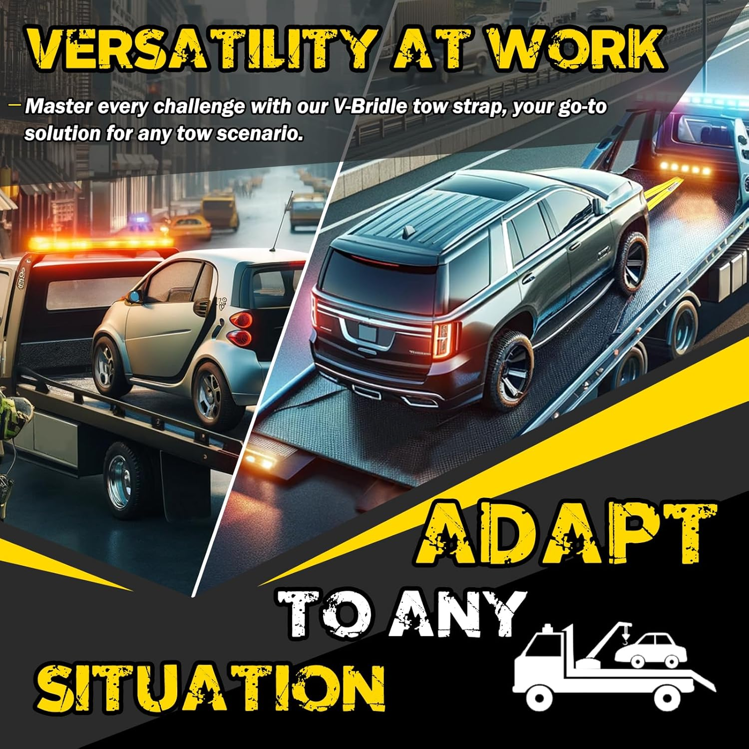 FITHOIST Tow Straps V Bridle 3" X 24" with 15" J Hooks 5400 Lbs image number 3