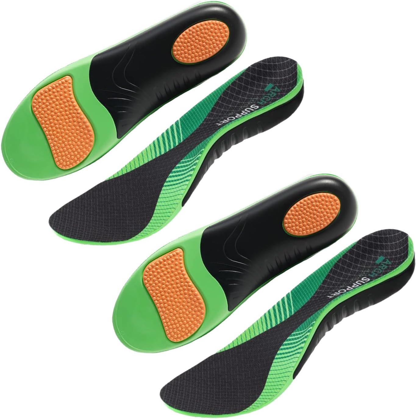 Plantar Fasciitis Arch Support Insoles - Orthotic Gel Inserts for Flat Feet & Foot Pain Relief | Men'S Size 43-44 (2 Pairs) | Shock Absorption & Pronation Correction image number 1