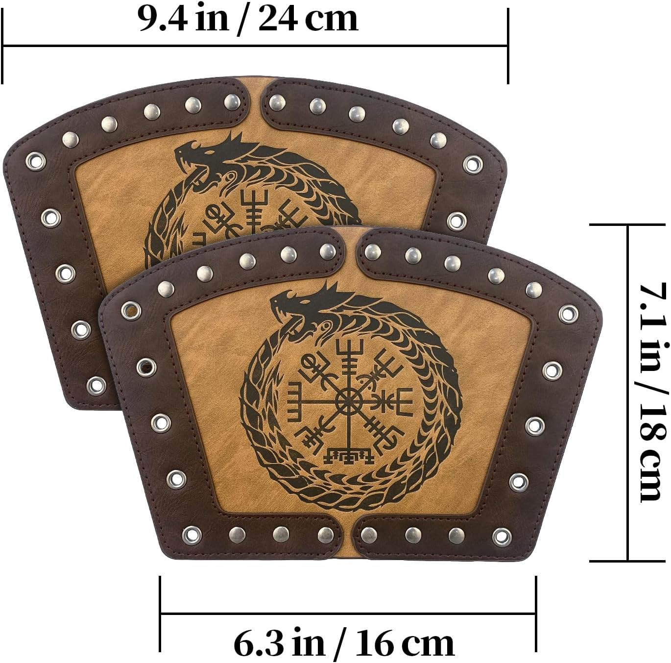 Hiifeuer Embossed Viking Symble Faux Leather Arm Armor, Viking Gauntlet Bracers, Knight Arm Guards for LARP Ren Faire