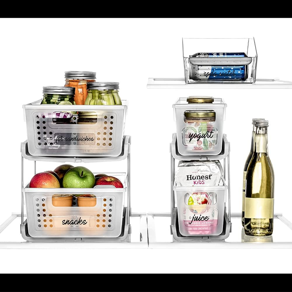 Madesmart Antimicrobial 2-Tier Mini Organizer Multi-Purpose Slide-Out Storage with Handles and Dividers for Home and Bath, Premiumfrost, Pack of 1 image number 4