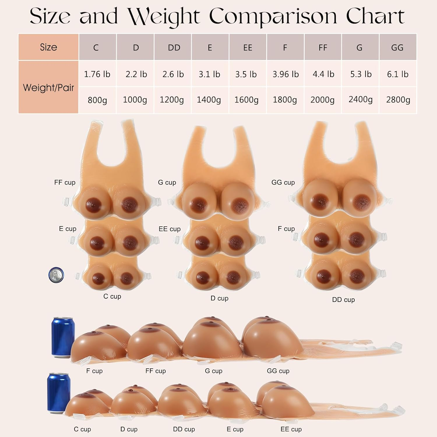 Vollencn Straps on Silicone Breast Forms,Fake Breast with Straps for Mastectomy Patient Crossdresser Transwomen Cosplay image number 5
