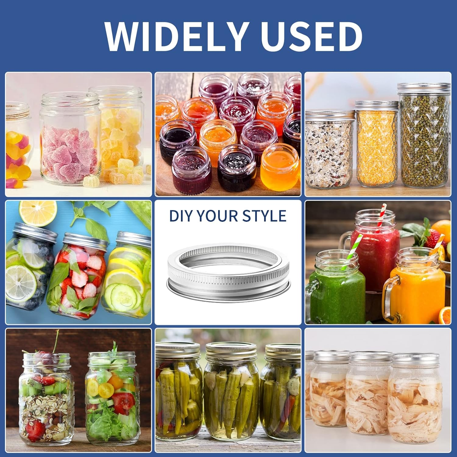 48 Pieces Regular Mouth Canning Jar Rings - Mason Jar Replacement Metal Screw Bands, Split-Type Seals, Rust Proof Leak Proof for Canning image number 3