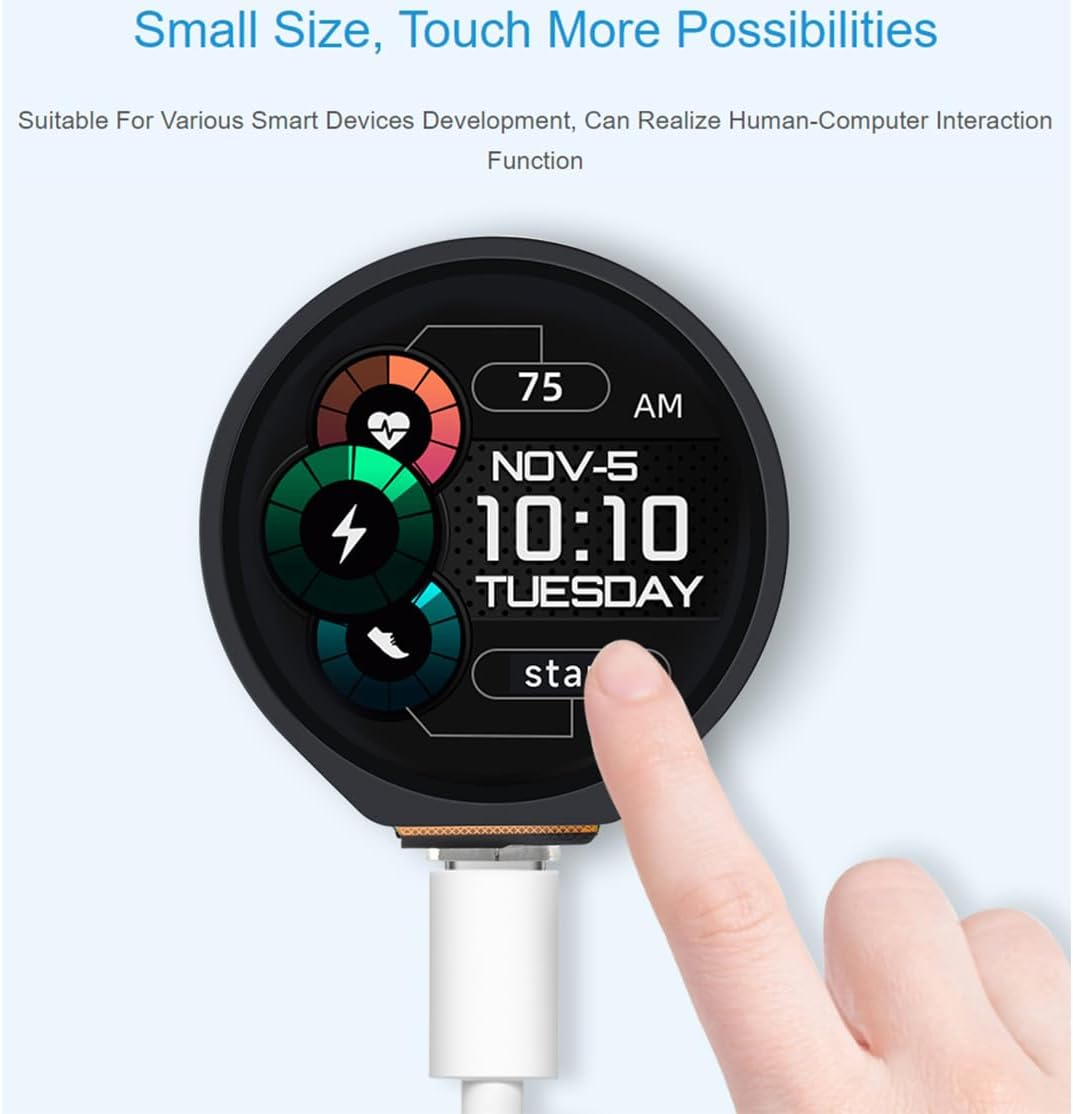 ESP32-S3 MCU Board with Onboard 1.28Inch round Touch LCD and 6-Axis Sensor Etc, 32-Bit LX7 Dual-Core Processor, Supports 2.4Ghz Wi-Fi (802.11 B/G/N) and Bluetooth 5 (LE), Type-C Port - 1.28Inch+Touch image number 5