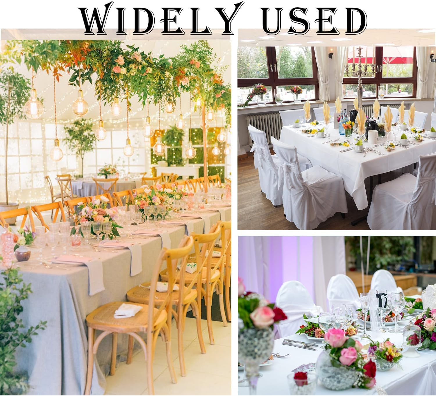 Anaado Ramadan Large Table Cloth for 14 Foot Table, Heavyweight, Long Table Cover for Buffet Table, Parties, Wedding, White, 90" X 132"