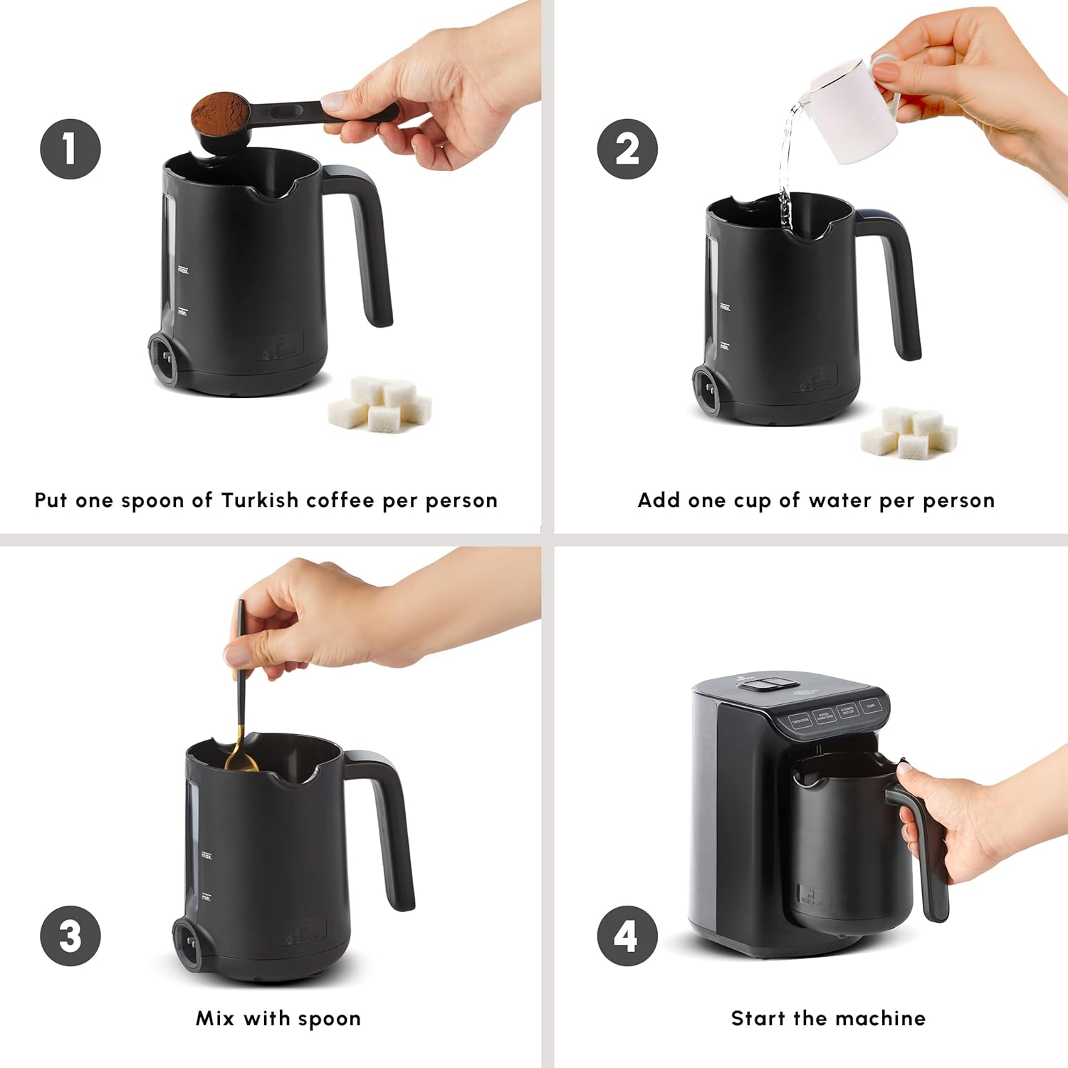 KARACA Hatır K&ouml;z Turkish Coffee Machine for 5 People, 535W, Fully Automatic, Simple and Traditional Coffee Maker, Shiny Black image number 2