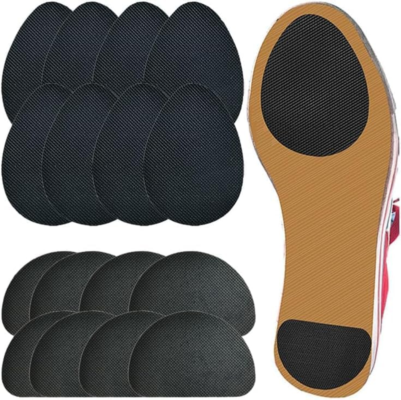 16 Pieces Non-Skid Shoe Pads Self-Adhesive Shoe Grips anti Slip Shoe Pads Noise Reduction Shoes Cushion Anti-Shedding Rubber Sole Protector, Black, 16 Piece Assortment (Black, One Size) image number 4