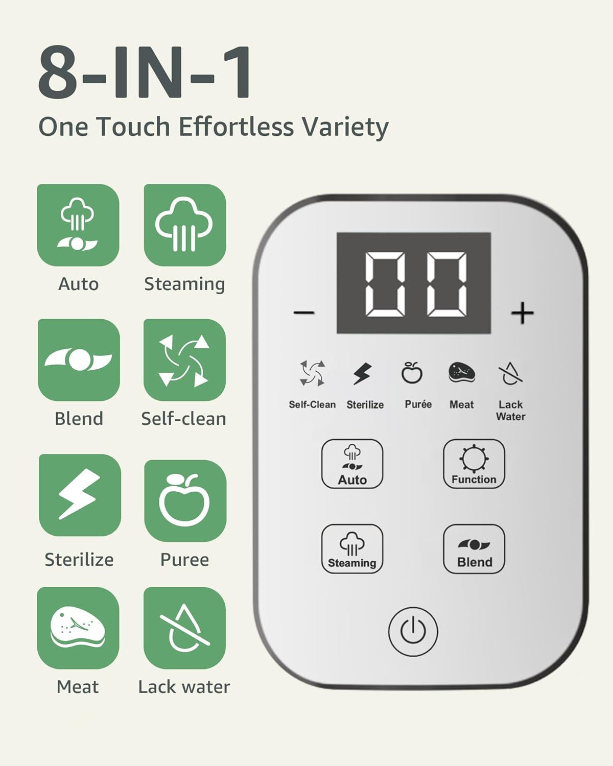 GROWNSY Baby Food Maker | Baby Food Processor | All-In-One Baby Food Puree Blender Steamer Grinder Mills Machine Auto Cooking & Grinding with Self Cleans Touch Screen LCD Display, BPA Free image number 2