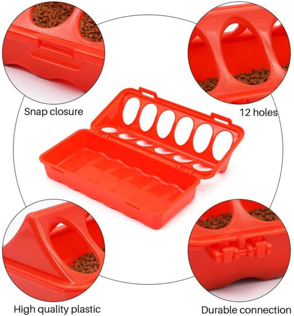 WADY Chick Feeder Waterer, Chicken Feeder, Quail Water Feeder, 6 Slots Duckling Feeder, Bird Feeding Dispenser for Pigeon Parrots Chicks Quail Duck Bird Poultry Animal, Chick Feeder Trough image number 3