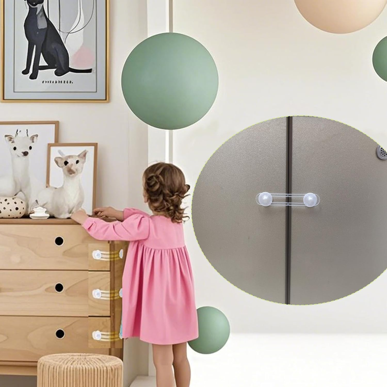 Loimon 20-Pack Child Safety Cabinet Locks - Adjustable No Drill Strap for Kitchen/Bathroom/Baby Gates | 16X3Cm Heavy-Duty Latches Secure Fridge, Oven, Drawers & Trash Cans image number 2