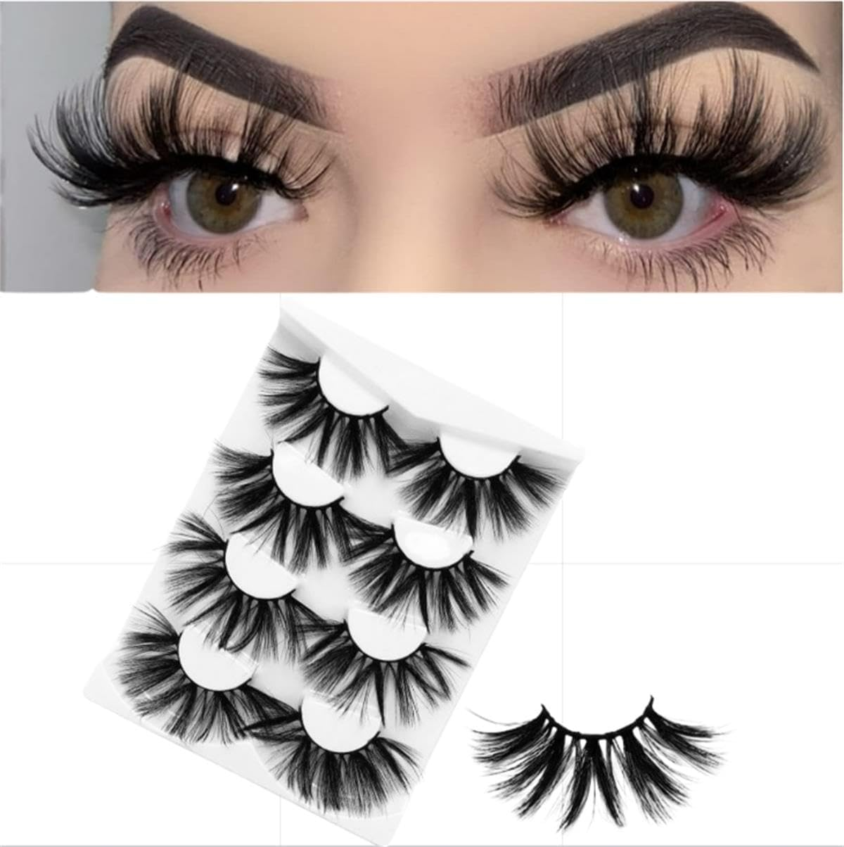 25Mm Lashes, 6D Faux Mink Dramatic Eyelashes Pack, Big Fluffy Volume Lashes, Long Thick Criss-Cross Wispy Lashes, Handmade False Eyelashes for Eye Makeup, 4 Pairs of Mink Hair Lashes Extension (6DX05)