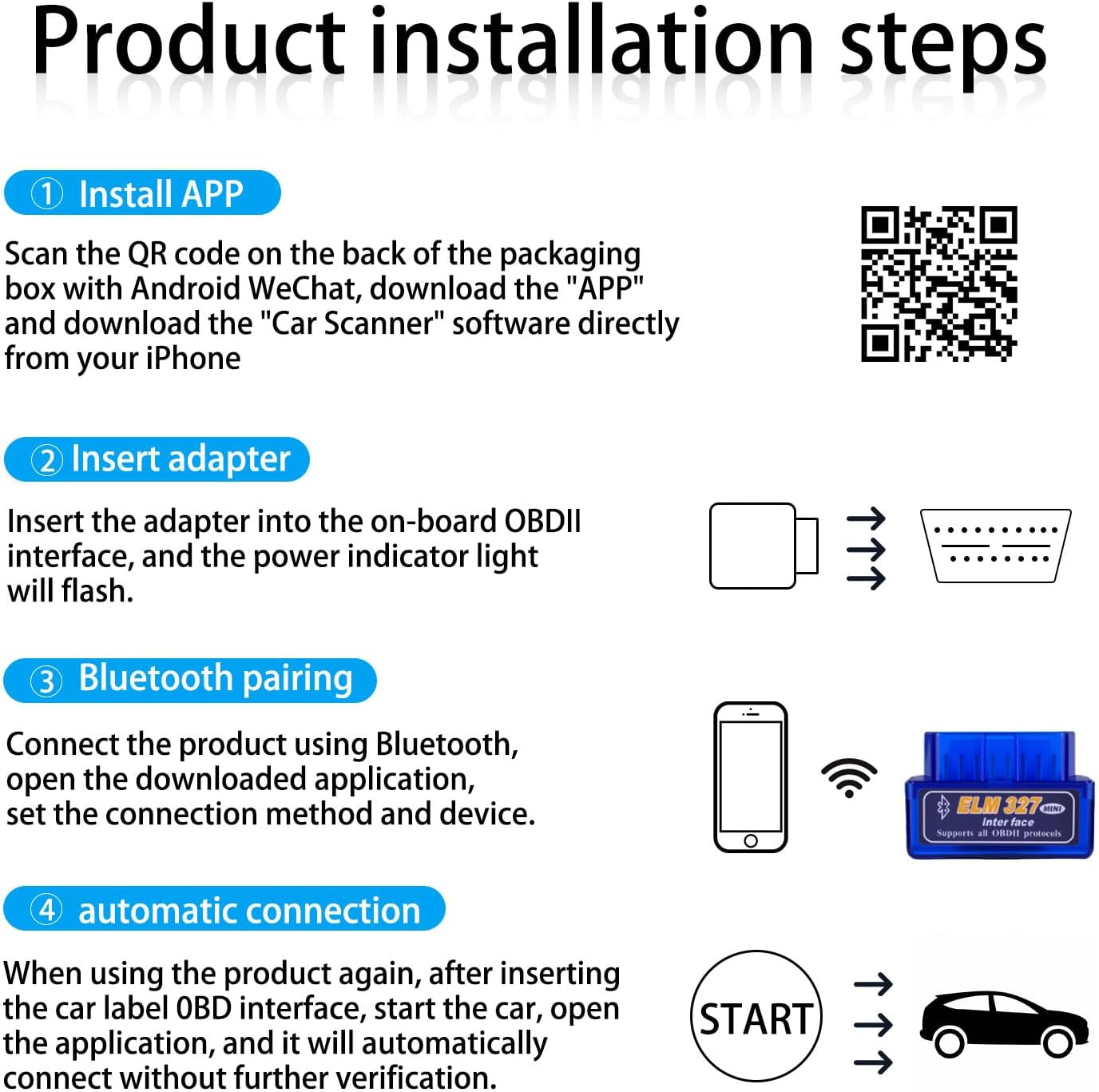 Obd2 Scanner, Elm327 Dual-Mode 5.1 Bluetooth OBD Scanner, Obd2 Diagnostic Scanning Tool, Car Scanner，Check Engine Reader, Compatible with Ios, Iphone, Ipad and Android image number 5