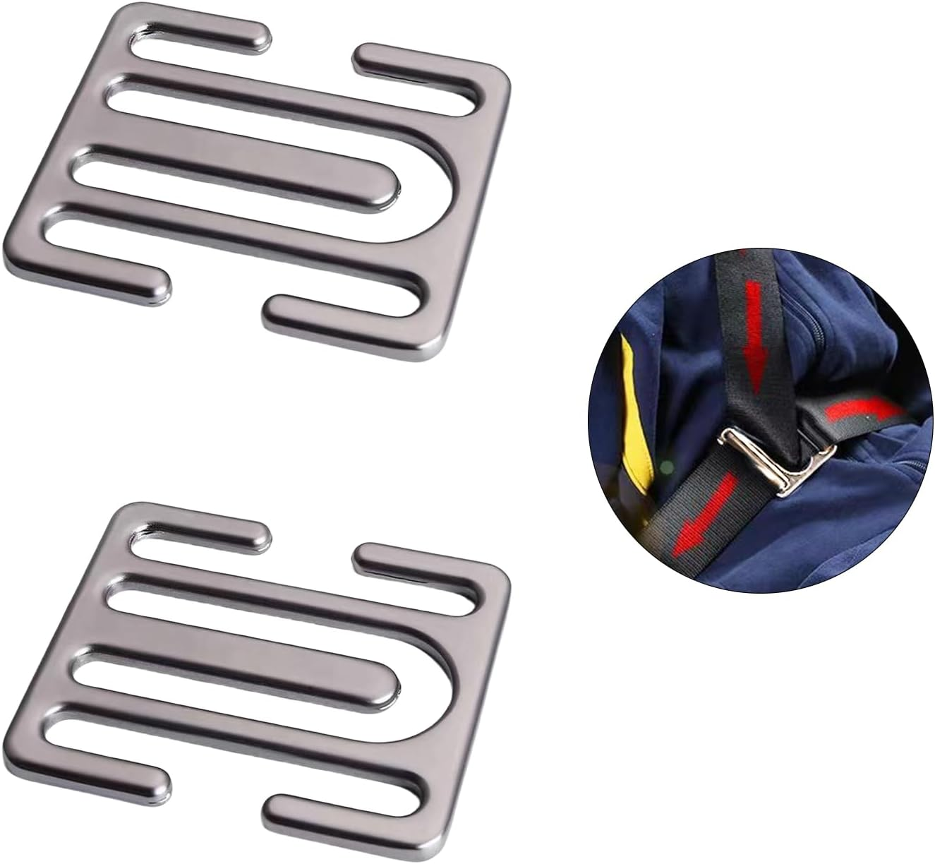 2 Pack Metal Seat Belt Clips, Universal Seat Belt Adjuster for Adults, Adjustable Car Seat Locking Clip, Comfortable Shoulder Neck Strap Positioner for Pregnancy Short People (Black)