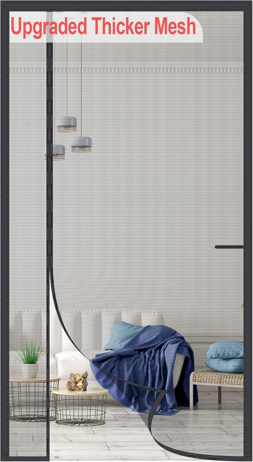 Upgraded Magnetic Screen Door Thicker 255G/㎡ Fiberglass Mesh,Reversible Left Right Side Opening,Fit Door Size 38 X 82 Inch,Retractable Door Screen Magnetic Closure,Door Curtain for Single Front Door image number 5