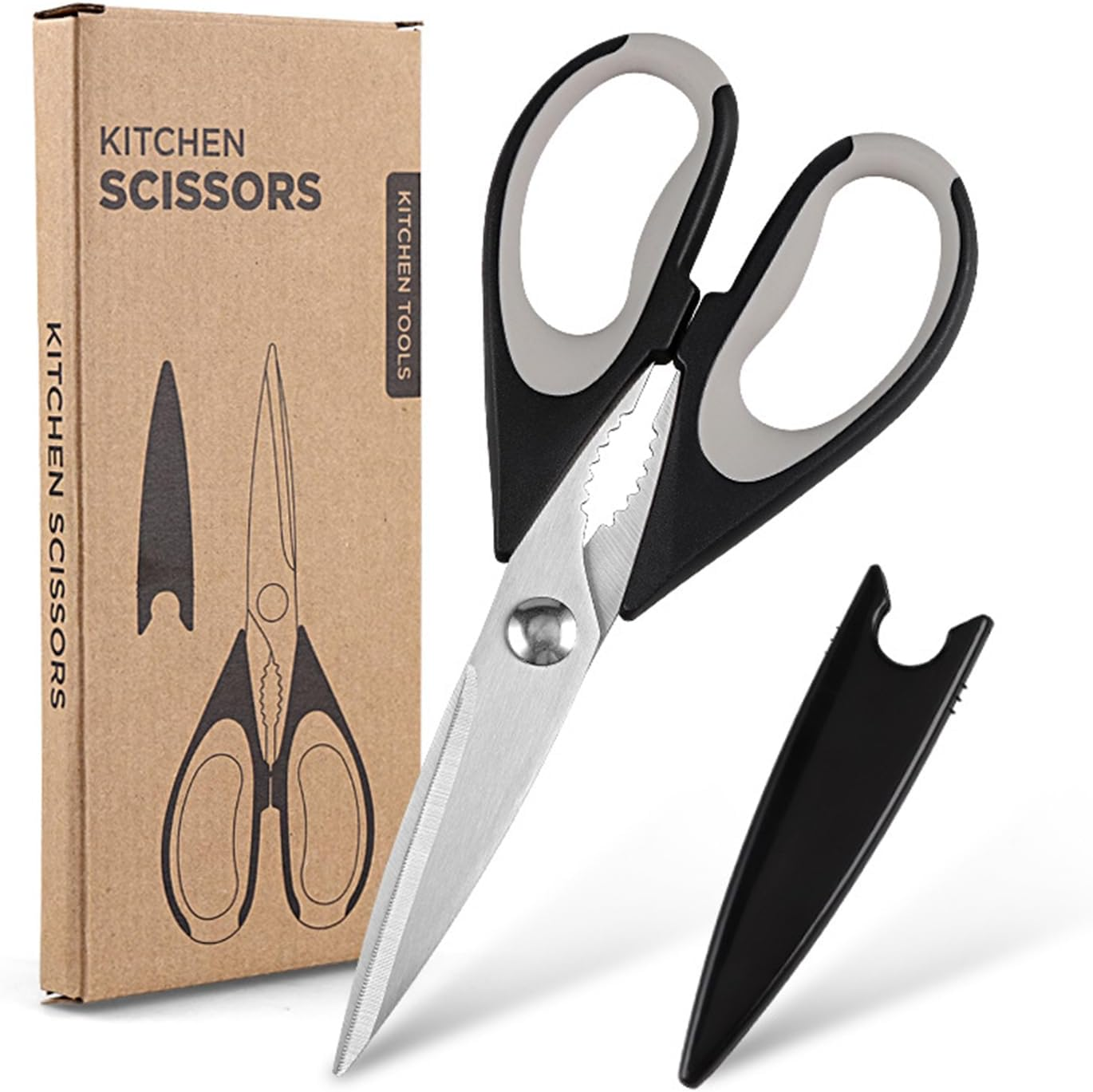 Mumoo Bear 2 Pack Heavy Duty Kitchen Scissors Kitchen Shears with Serrated Blade, Ergonomic Handle - for Poultry, Herbs, Vegetables image number 4