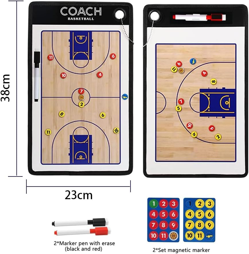 Basketball Dry Erase Board, Coaches Clipboard, Basketballer Coaching Board, Erasable Board, Tactical Marker Board for Coaches with Magnets, Marker Pen image number 4