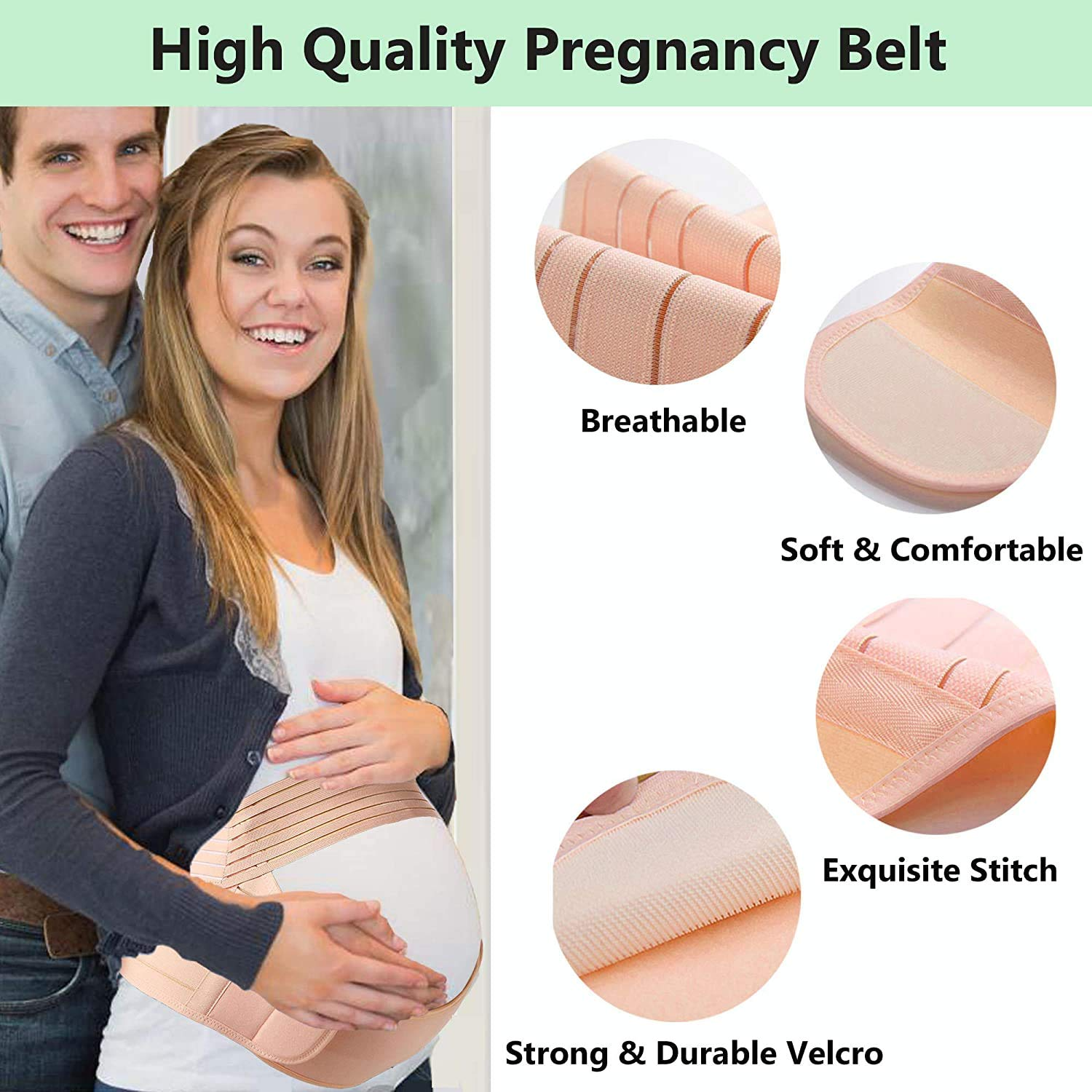 EZONEDEAL Maternity Belt, Pregnancy Support Belt - Waist/Back/Abdomen Band, Pregnancy Belly Support Band - Adjustable Breathable Lower Back Pelvic Support - Maternity Belly Band for Pregnancy (XL) image number 4