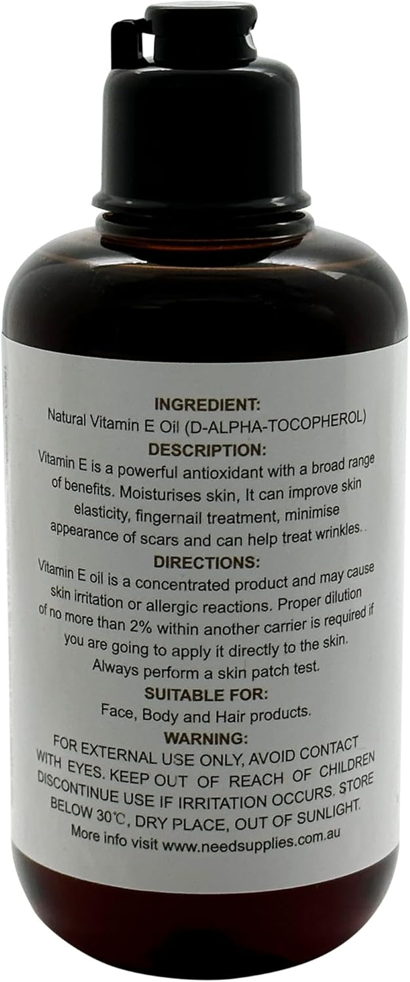 Natural Vitamin E Oil 100% Pure - (87% D-Alpha Tocopherol) Very Thick Oil (200Ml, without Pump) image number 4