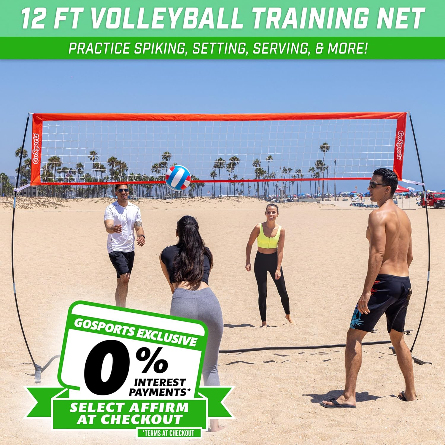Gosports Freestanding Volleyball Training Net for Indoor or Outdoor Use - Instant Setup and Height Adjustable - 12 Ft or 20 Ft Sizes image number 5