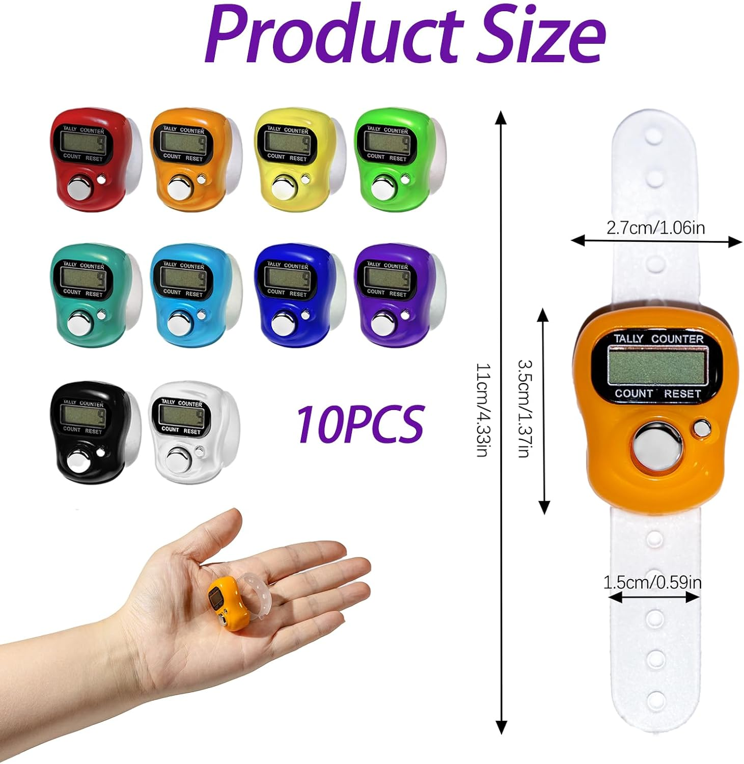 10 Pcs Electronic Finger Counter, Resettable Mini LCD Display with 4 Digit Memory and Comfortable Adjustable Strap, Ideal for Chanting Knitting Golf Scoring Coaching Fishing Daily Tracking image number 4