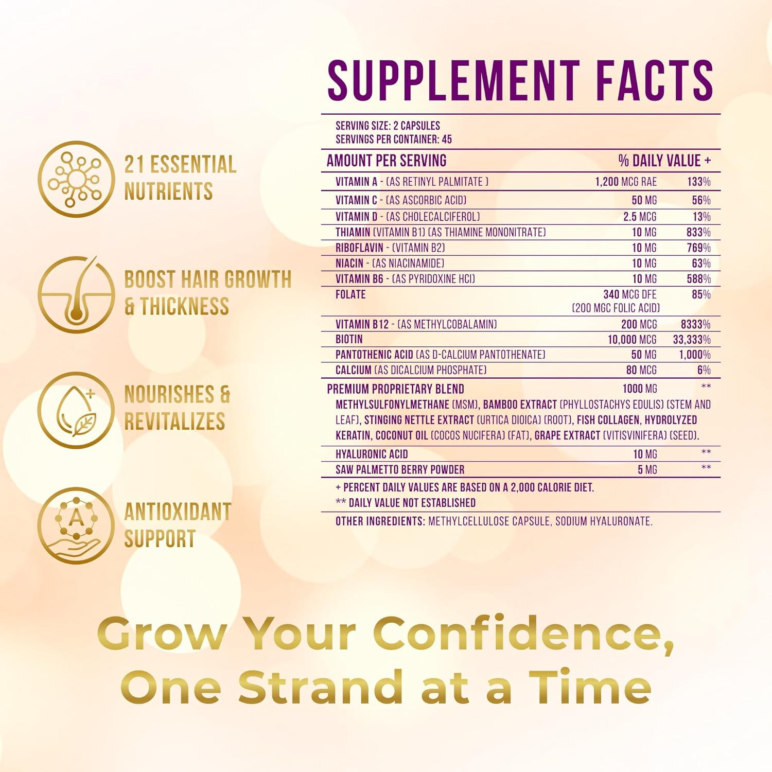 Vitamo Hair Growth Vitamins for Women - Postpartum Biotin & Collagen Supplement - Premium Hair Loss Treatment - Fast Regrowth for Hair Skin and Nails - Accelerate Thickness + Volume | 90 Count