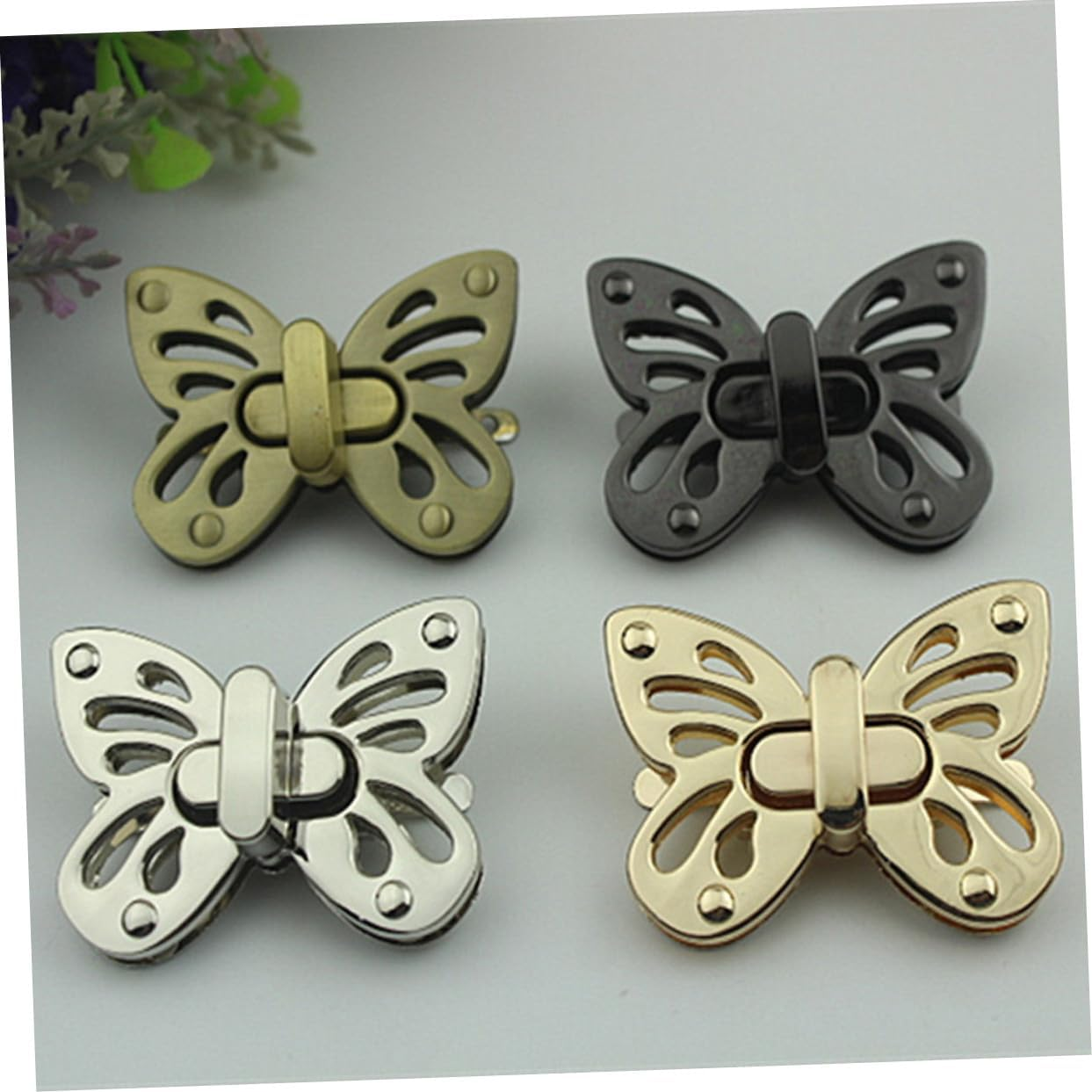 GARIOUANS Zinc Alloy Butterfly Lock Bag Hardware Set for Women&rsquo;S Handbags, 2Pcs Gunmetal Clutch Lock Accessories Suitable for Hand Bags and Purses