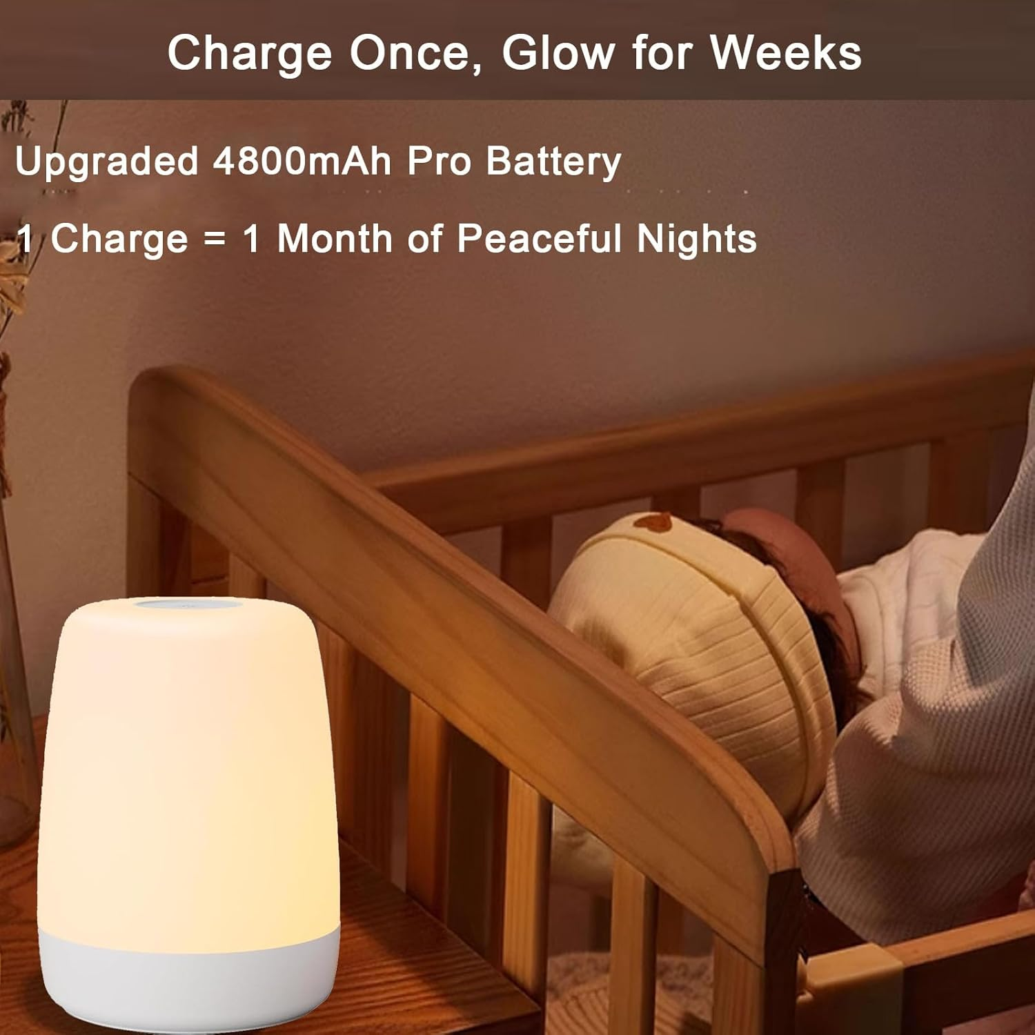 Nursery Night Light, Touch Bedside Lamp Rechargeable, RGB Color Changing Dimmable Table Lamp, Touch Lamp for Bedrooms Living Room Portable Table Bedside Lamps image number 4