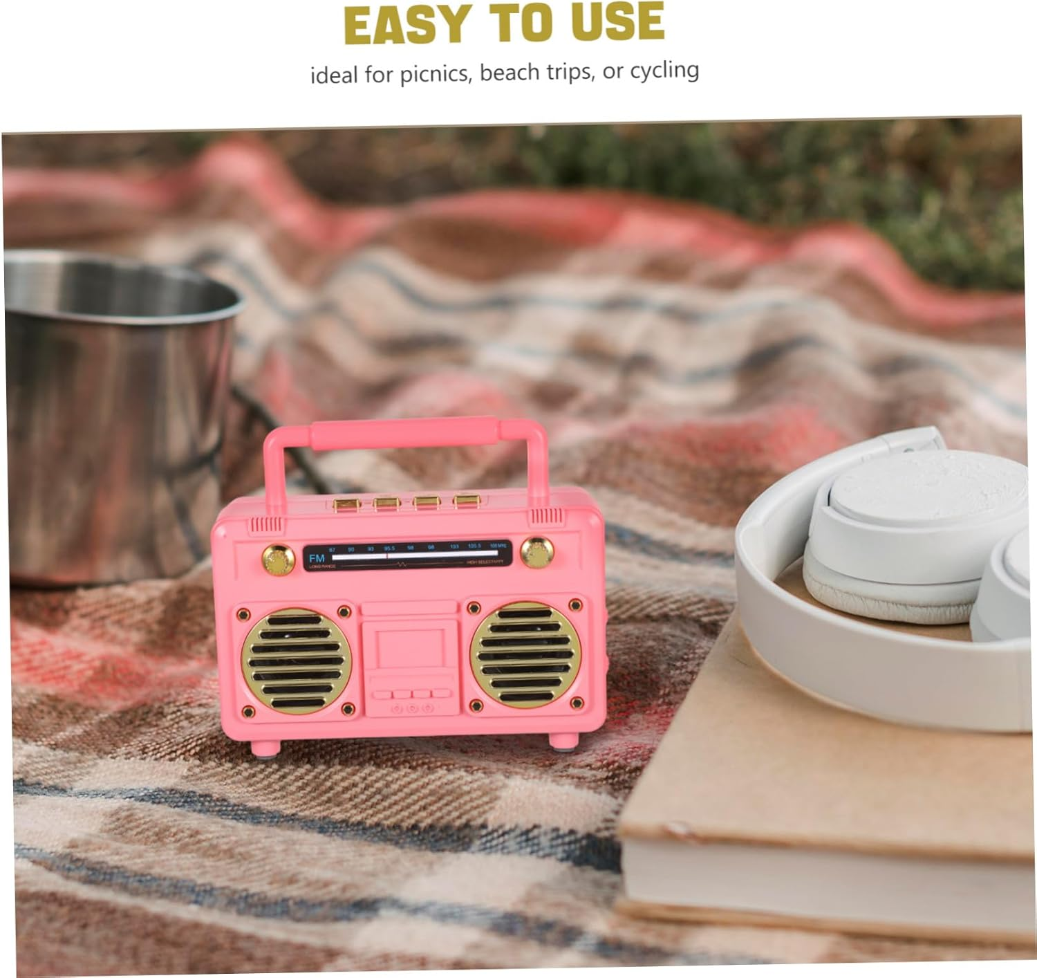 BRIGHTFUFU Vintage Mini Wireless Speaker Retro Design Portable Radio with Long Battery Life for Kitchen Desk Bedroom Office Party Outdoor Use image number 3