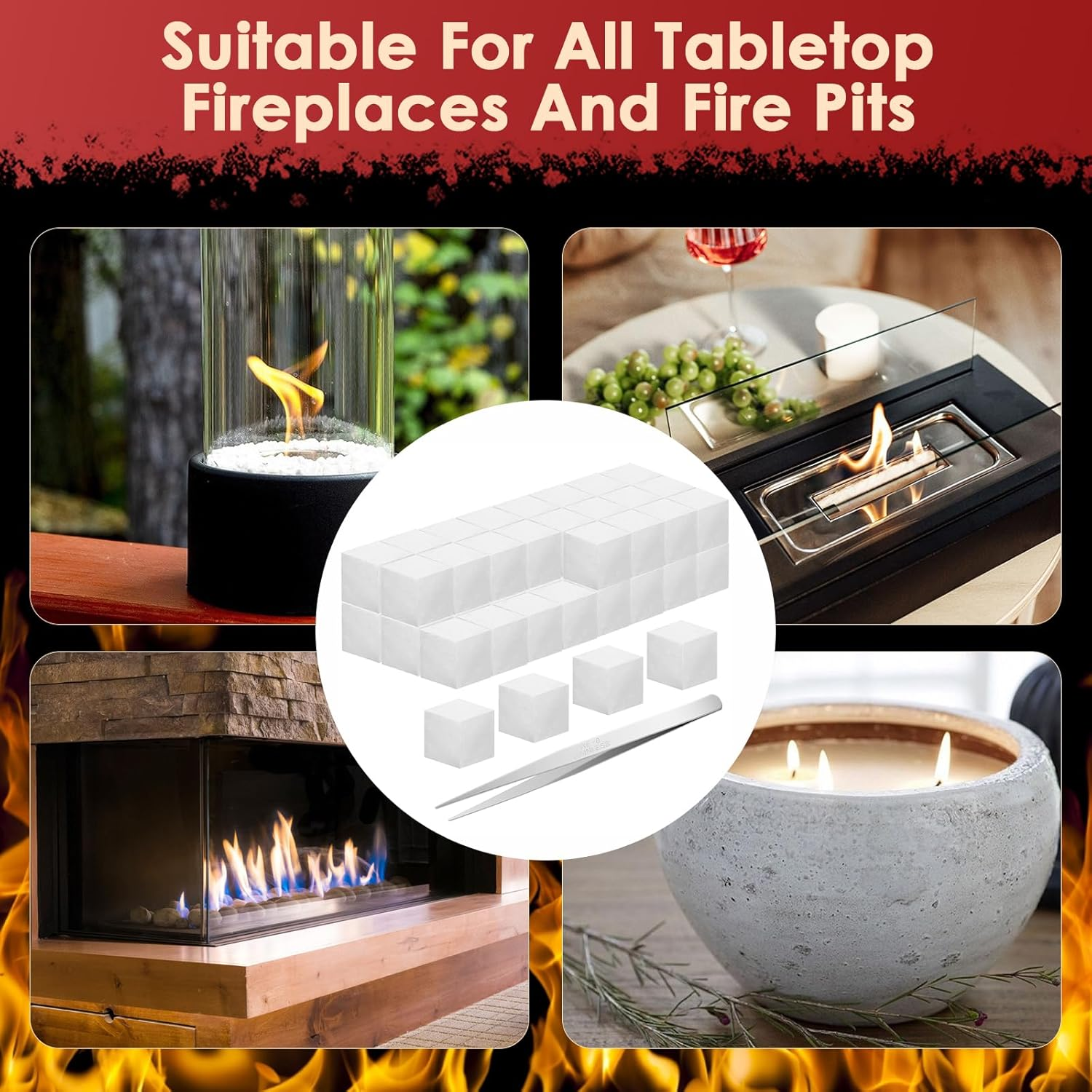 48Pcs Tabletop Fire Pit Temperature Resistant Ceramic Wool Wick Ceramic Wool Wick Sponge Extend Burning Time Table Top Firepit Cotton for Firepit Bioethanol Fireplaces image number 4